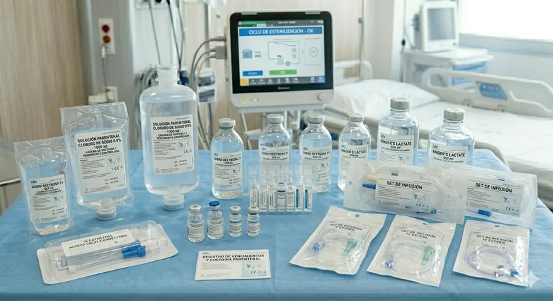 Soluciones parenterales y sueros de uso hospitalario